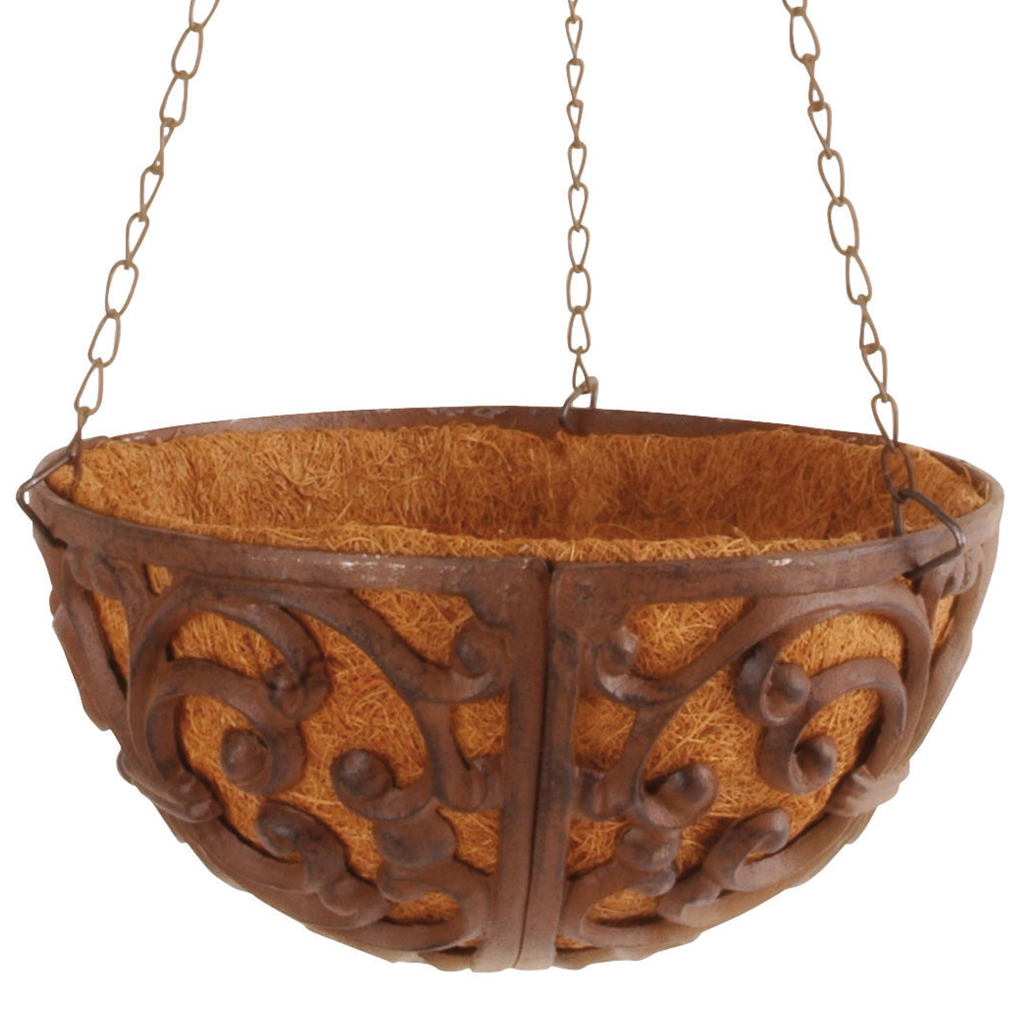 "HANGING BASKET" CAST IRON ø 26,5 cm HANGING FLOWER POT COCONUT PLANT