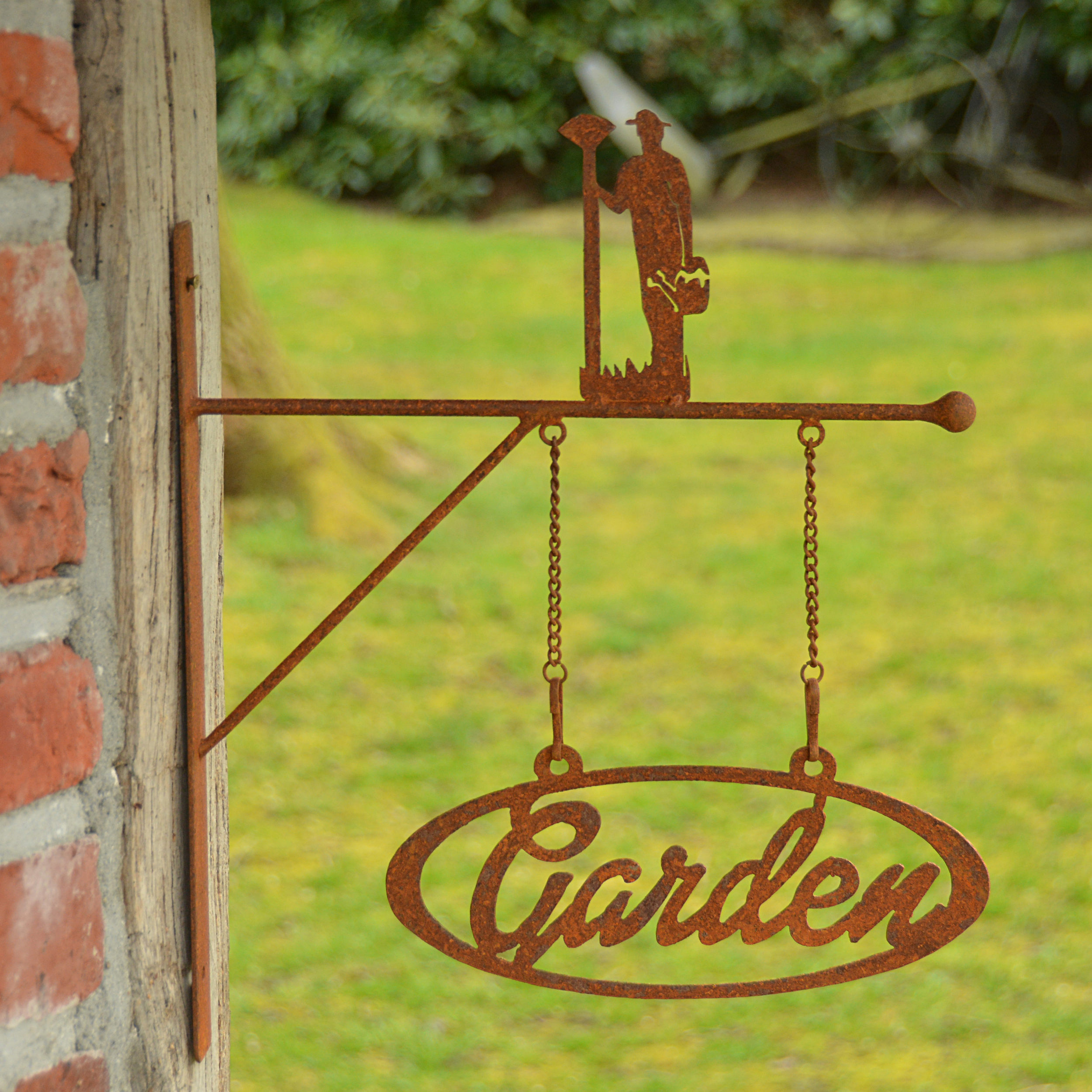 " GARTENSCHILD GARDEN " 3 MOTIVE EDELROST SCHILD AUSLEGER ROST GARTEN