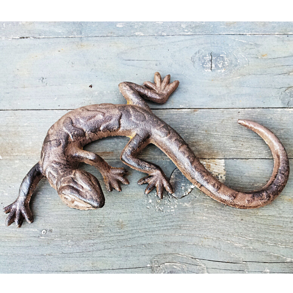 " GECKO GUSSEISEN " SALAMANDER EIDECHSE ECHSE GARTEN TEICH GARTENDEKO